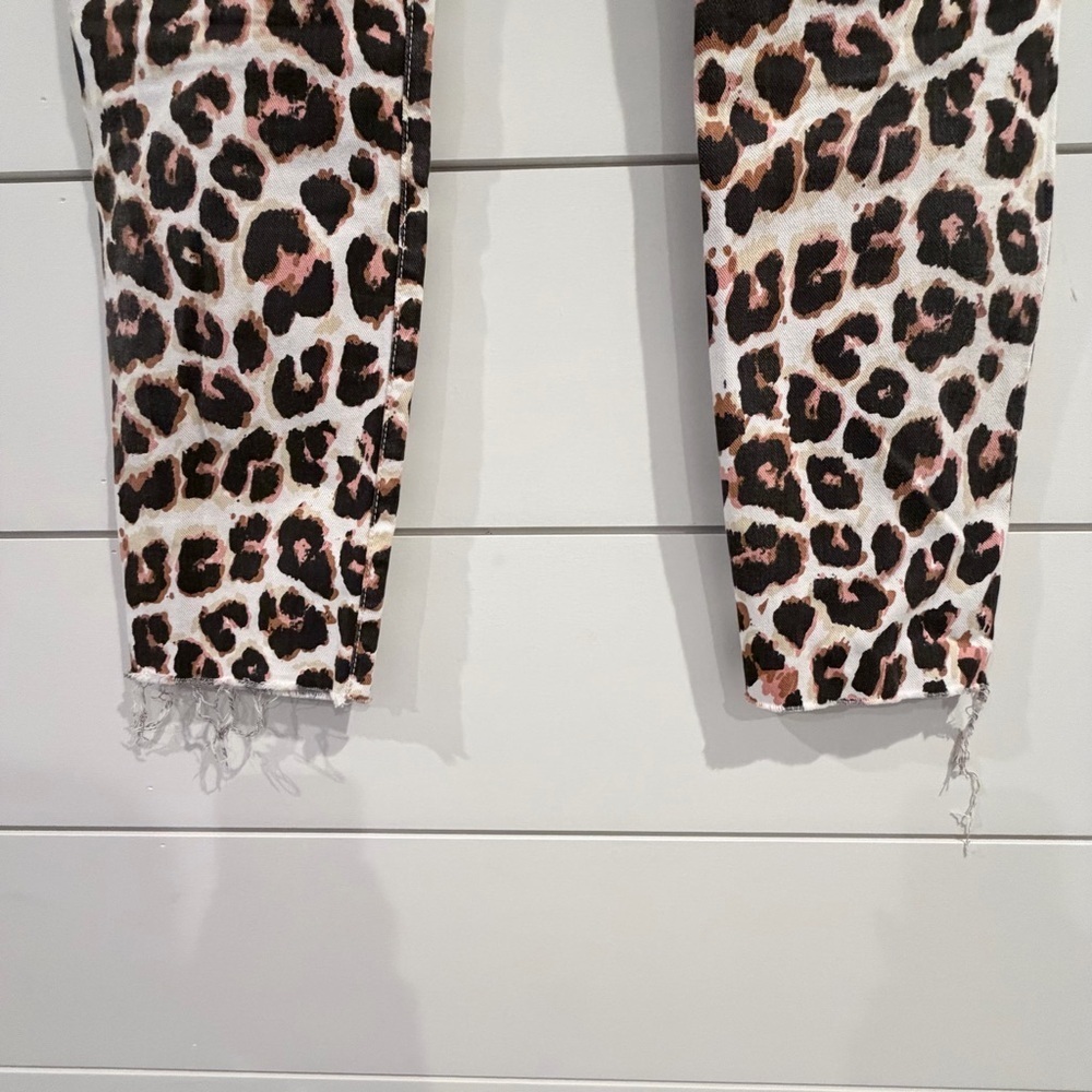 MOTHER Looker Ankle Fray Leopard Jeans High-Waisted Designer Anthro Like New 27 - Picture 7 of 13